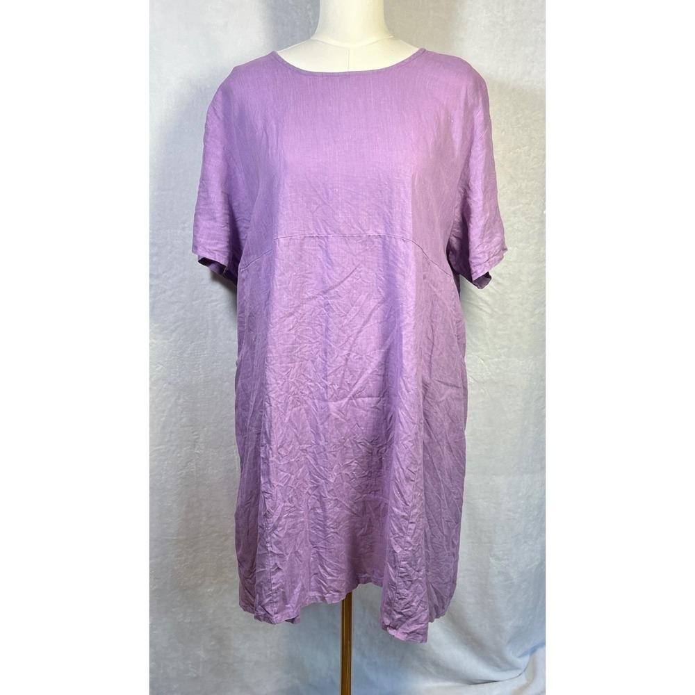 Bryn Walker 100% Light Linen Short Sleeve Dress Womens Medium USA Made Lagenlook
